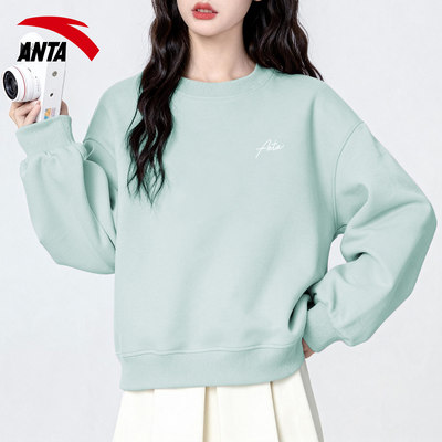 安踏圆领卫衣女2026早春洋气