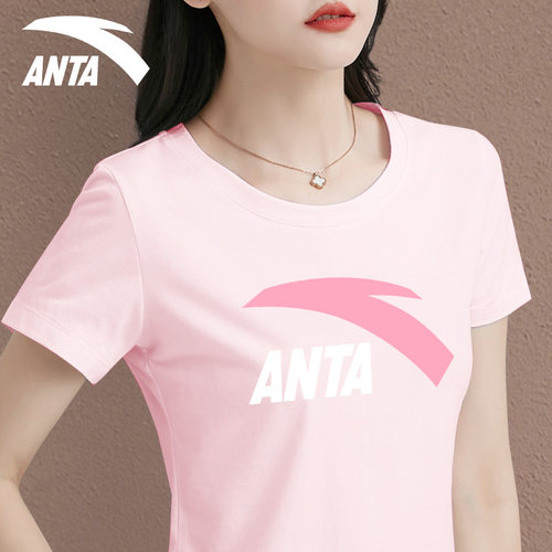 安踏短袖女士修身运动t恤