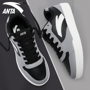 板鞋 子低帮轻便百搭鞋 男2025新款 皮面休闲运动鞋 子 秋冬季 安踏男鞋