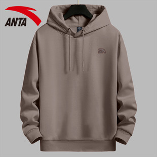安踏连帽卫衣男秋冬款加绒加厚潮牌美式印花宽松套头帽衫上衣外套