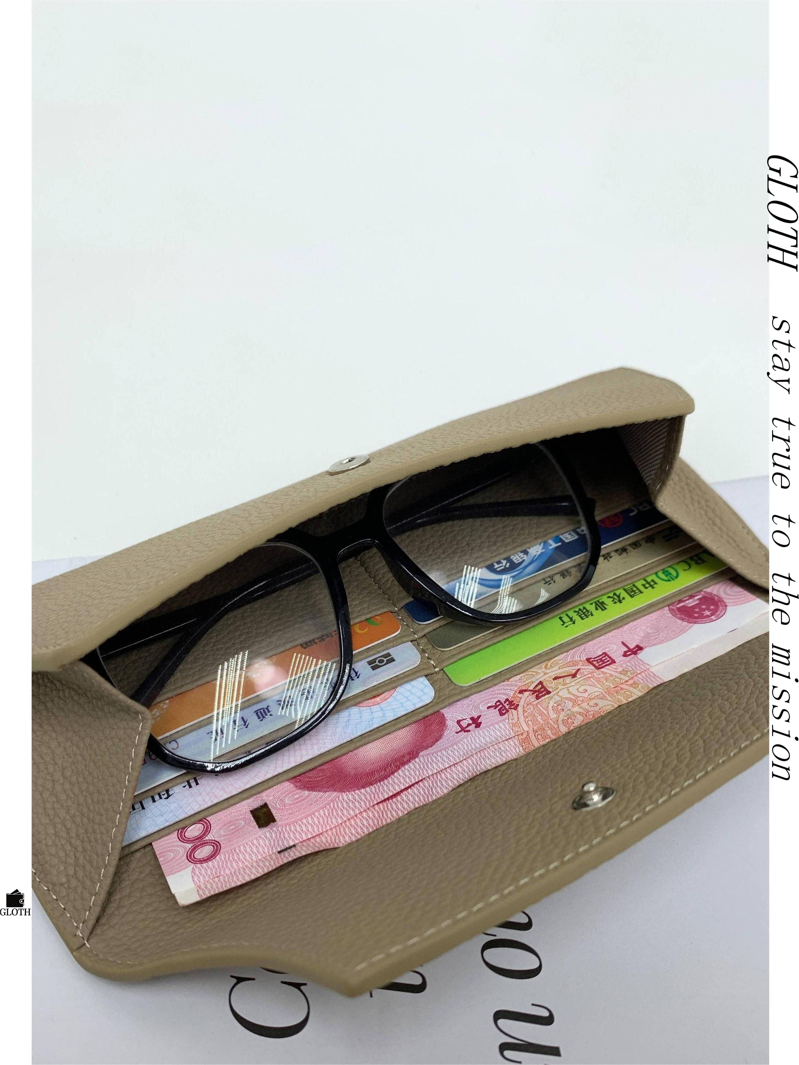 新款韩版真皮纯色黑色男女长款搭扣多卡位零钱证件超薄钱包眼镜包