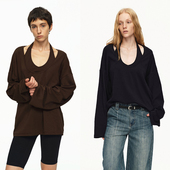 咖啡色真两件套宽松T恤可收腰修身 宝蓝 T恤 PAGE EMPTY