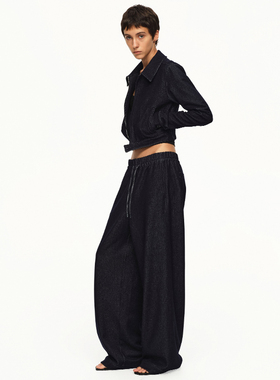 EMPTY PAGE 牛仔色抽绳宽松休闲裤