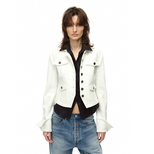 EMPTY 外套 PAGE白色多口袋短夹克修身