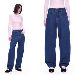 100%棉春夏深蓝色中高腰复古水洗锥形牛仔裤 EMPTY PAGE