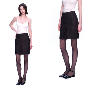 百搭一步裙 黑色仿牛仔折纸造型插袋半身裙修身 EMPTY PAGE