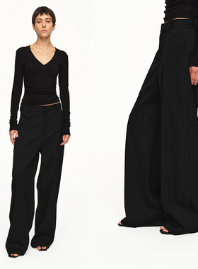 EMPTY PAGE 25秋冬 黑色百搭极简宽松西装休闲裤