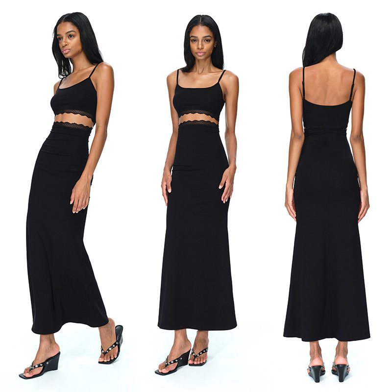 EMPTYPAGE黑/灰色吊带连衣裙