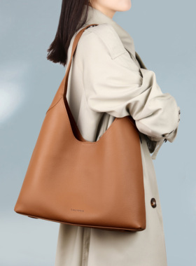 极简托特包女真皮2026新款大容量松弛感hobo包包通勤单肩手提大包