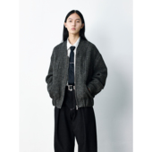 「Linen Wool Blend GRAINMUSTARD Jacket」亚麻羊毛编织短款 夹克