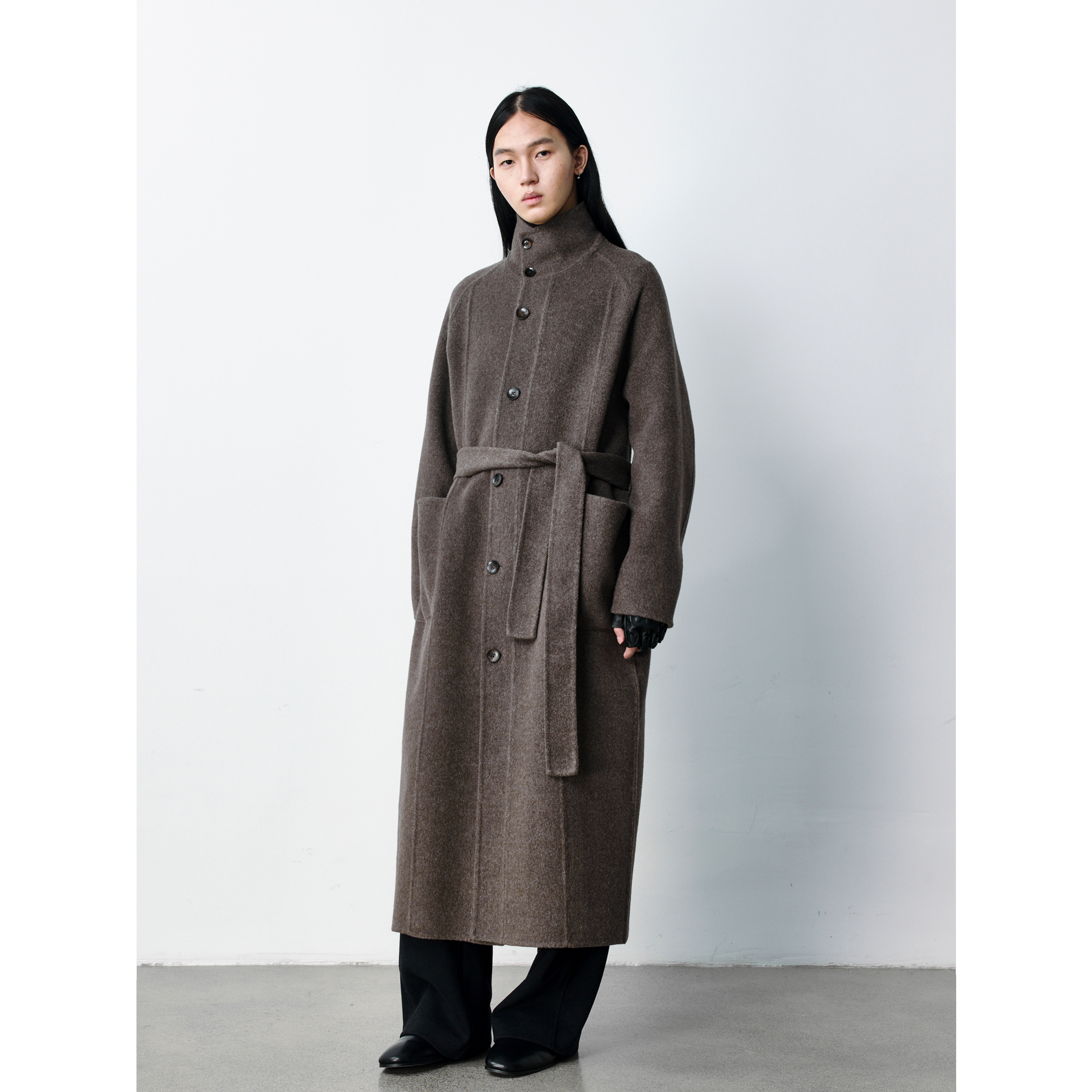 GRAINMUSTARD 「Twill Wool Coat」 蚕丝羊驼混纺立领双面呢大衣