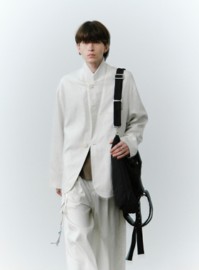 GRAINMUSTARD 飞燕刺绣亚麻休闲西装外套复古色织极简便西