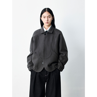 Wool Count Jackets」高支羊毛混纺弧形夹克 「High GRAINMUSTARD