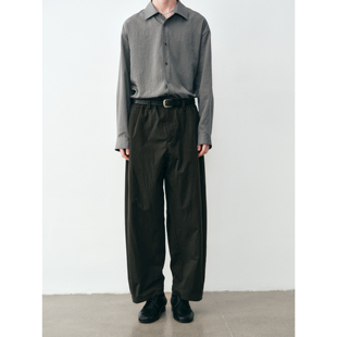 斜裁高腰皱感系带休闲裤 pants」 「Asymmetrical GRAINMUSTARD