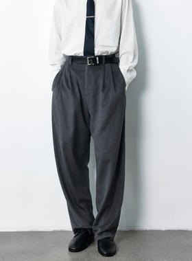 GRAINMUSTARD 「Wool Pleat Trousers」 羊毛莫代尔混纺顺毛西裤