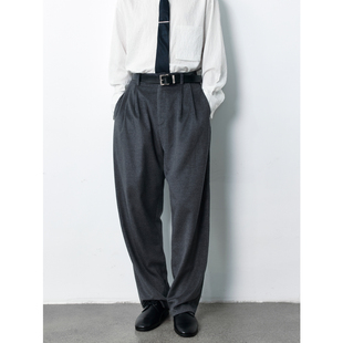 羊毛莫代尔混纺顺毛西裤 GRAINMUSTARD Trousers」 Pleat 「Wool