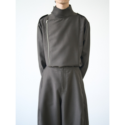 GRAINMUSTARD 高领拉链短衬衫羊毛醋酸混纺挺括空气层休闲夹克