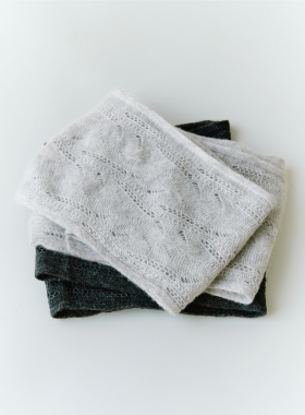 GRAINMUSTARD「Cable Knit Scarf 」羊绒真丝混纺绞花长款围巾