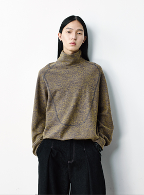 GRAINMUSTARD 「Merino Wool Sweater」 美利奴撞色苔藓绿针织衫