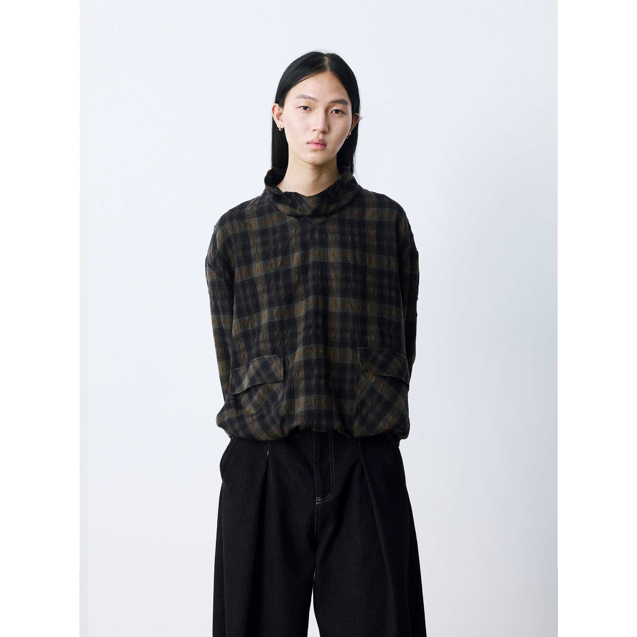 GRAINMUSTARD 「Wool Plaid Shirt」色织泡泡皱肌理羊毛格纹衬衫
