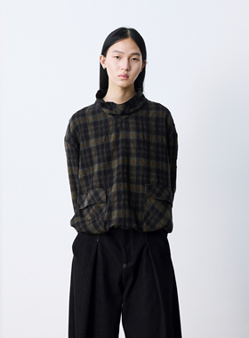 GRAINMUSTARD 「Wool Plaid Shirt」色织泡泡皱肌理羊毛格纹衬衫