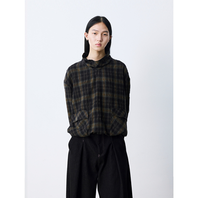 GRAINMUSTARD 「Wool Plaid Shirt」色织泡泡皱肌理羊毛格纹衬衫