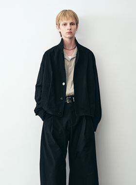 GRAINMUSTARD 「Pleated Jacket」 长绒棉盐缩夹克立领打褶外套