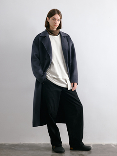 GRAINMUSTARD 丝光羊毛复古日系长款落肩廓形大衣双排扣极简外套