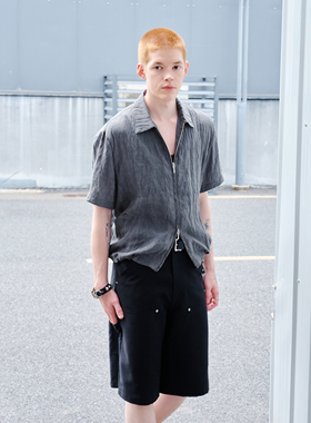 GRAINMUSTARD 「Tencel Shirt」 天丝肌理感拉链衬衫宽松落肩衬衣