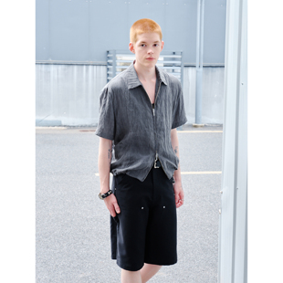 GRAINMUSTARD 「Tencel Shirt」 天丝肌理感拉链衬衫宽松落肩衬衣