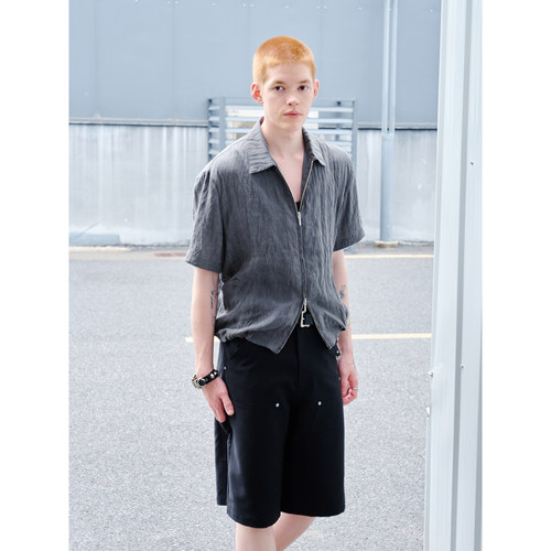 GRAINMUSTARD 「Tencel Shirt」 天丝肌理感拉链衬衫宽松落肩衬衣