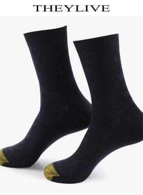 THEYLIVE 中筒商务男袜 金脚趾