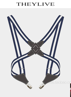 THEYLIVE 经典侧夹款男士背带③ 后背式背带 2夹鸭嘴扣2.5cm宽