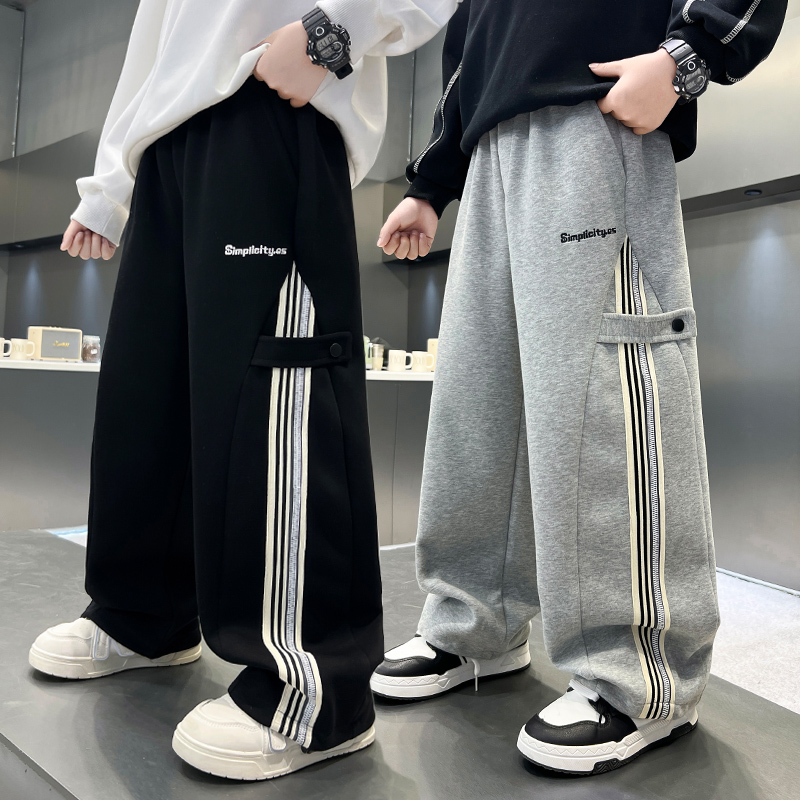 男童运动裤直筒卫裤初中秋冬加绒