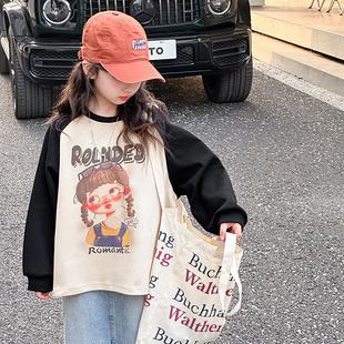 上衣秋衣初中生 女孩儿童大童打底衫 女童t恤长袖 春秋纯棉2026新款