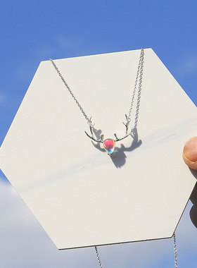 时尚风鹿角吊坠锁骨链