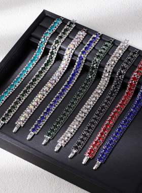 跨境热销奢华罗马水钻手链女彩色简约满钻爪链手饰品超闪满钻手饰