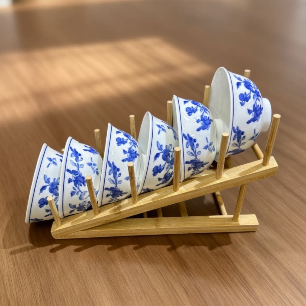 景德镇青花6英寸玉瓷面碗 中式创意高颜值高脚防烫汤面碗陶瓷餐具