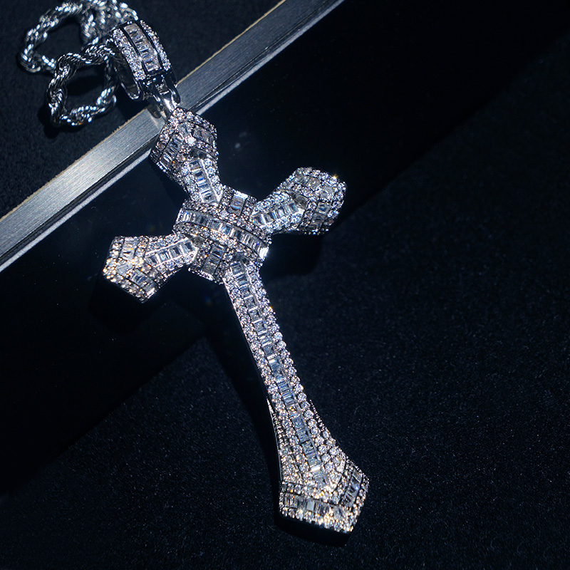 满钻十字架项链微镶锆石网红吊坠