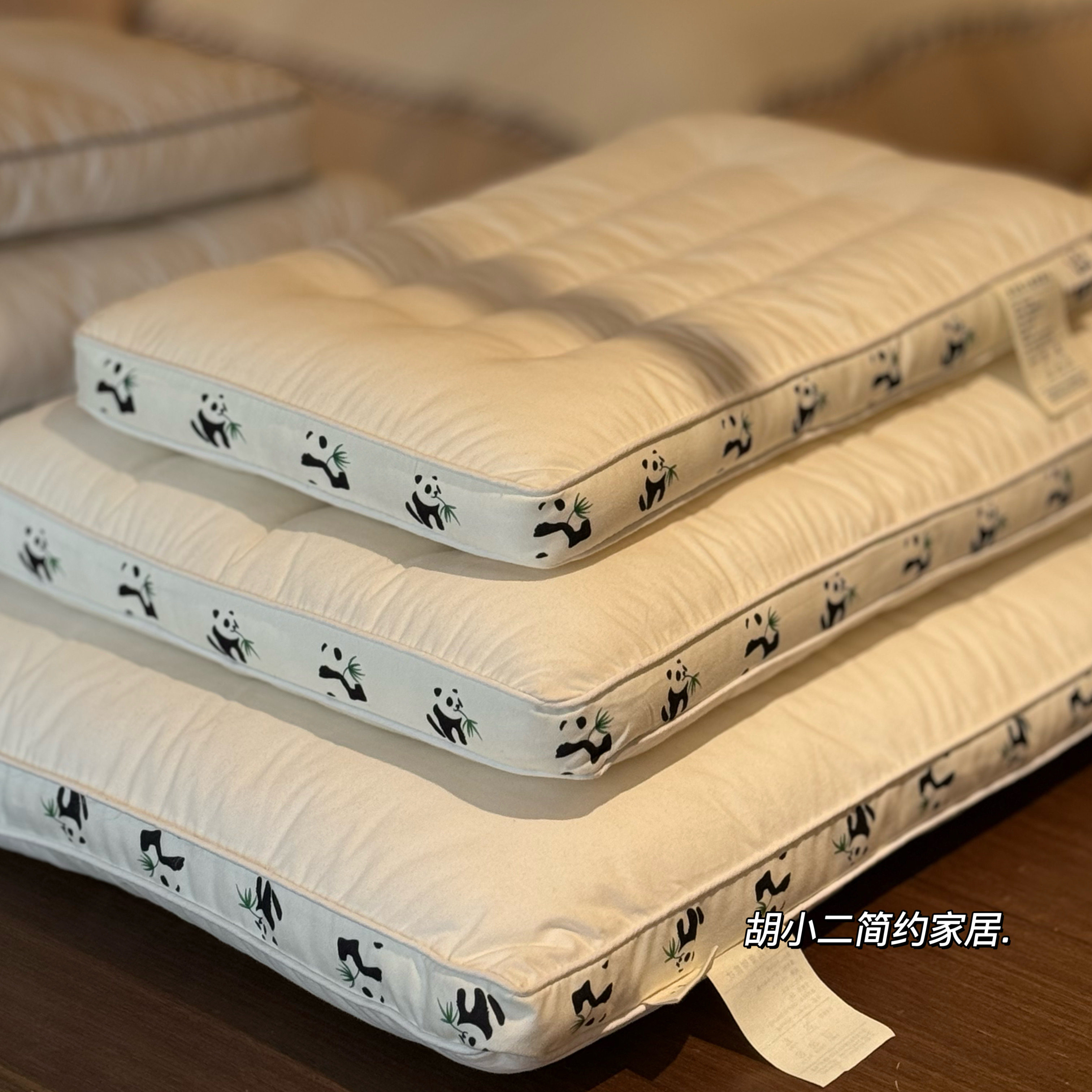 A类原棉熊猫立体全棉儿童枕芯扁平幼儿园午睡枕头30*50cm学生枕头