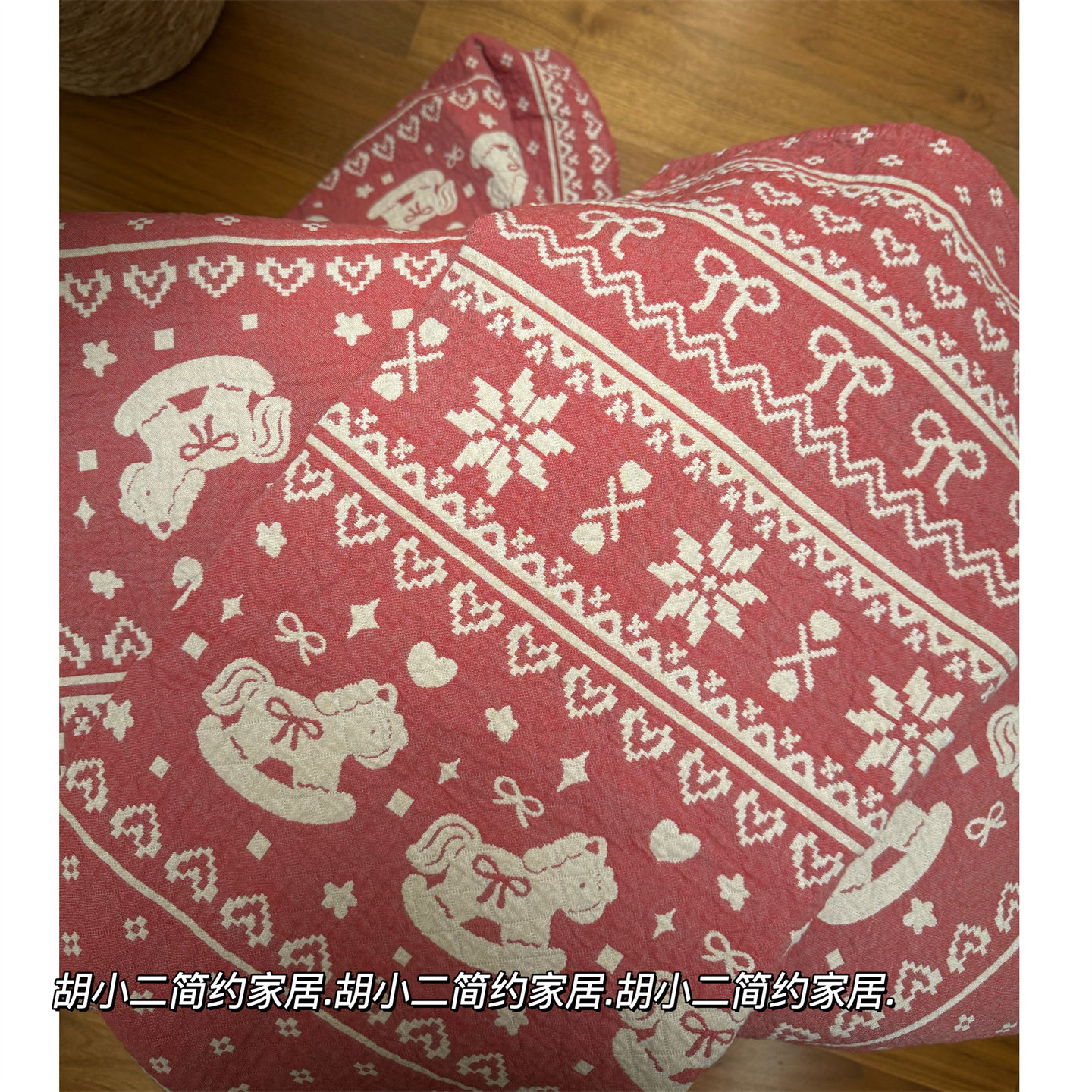 新年小马全棉色织提花四层纱布床盖三件套纯棉加厚纱布床单不移位,床上用品,床盖,淘宝优惠券,粉丝福利购,淘宝优惠卷