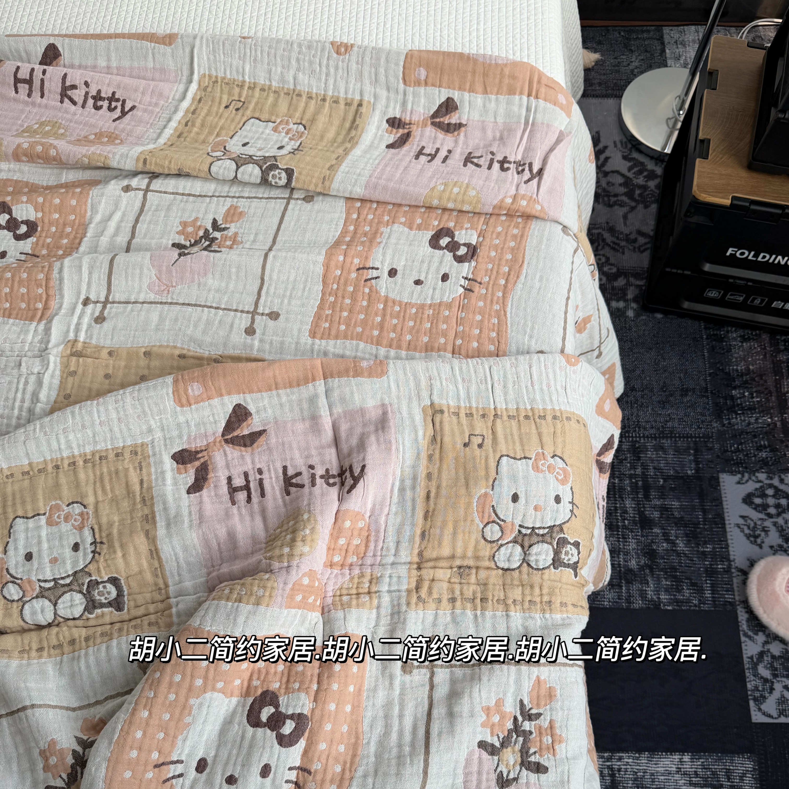 卡通可爱猫咪全棉四层纱布盖毯