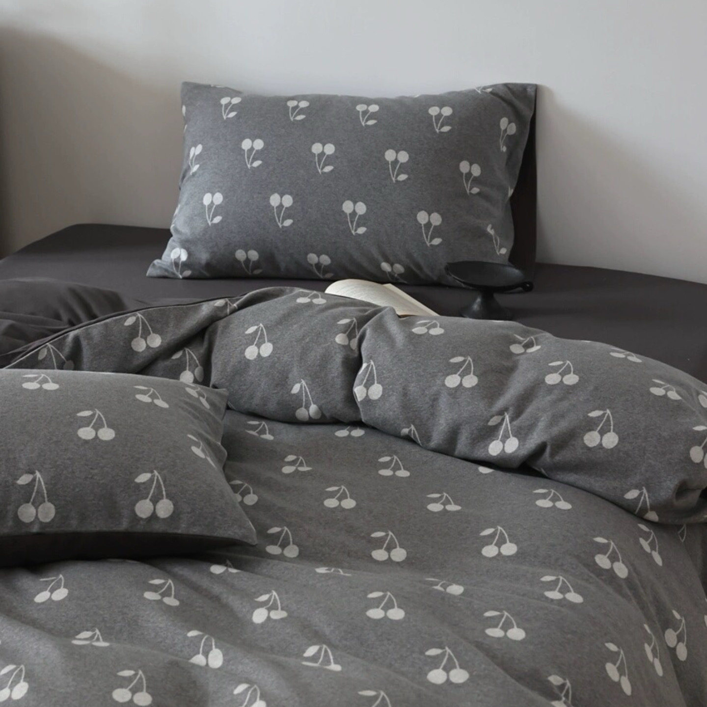 小樱桃全棉色织针织棉提花四件套柔软裸睡天竺棉床单被套床上用品