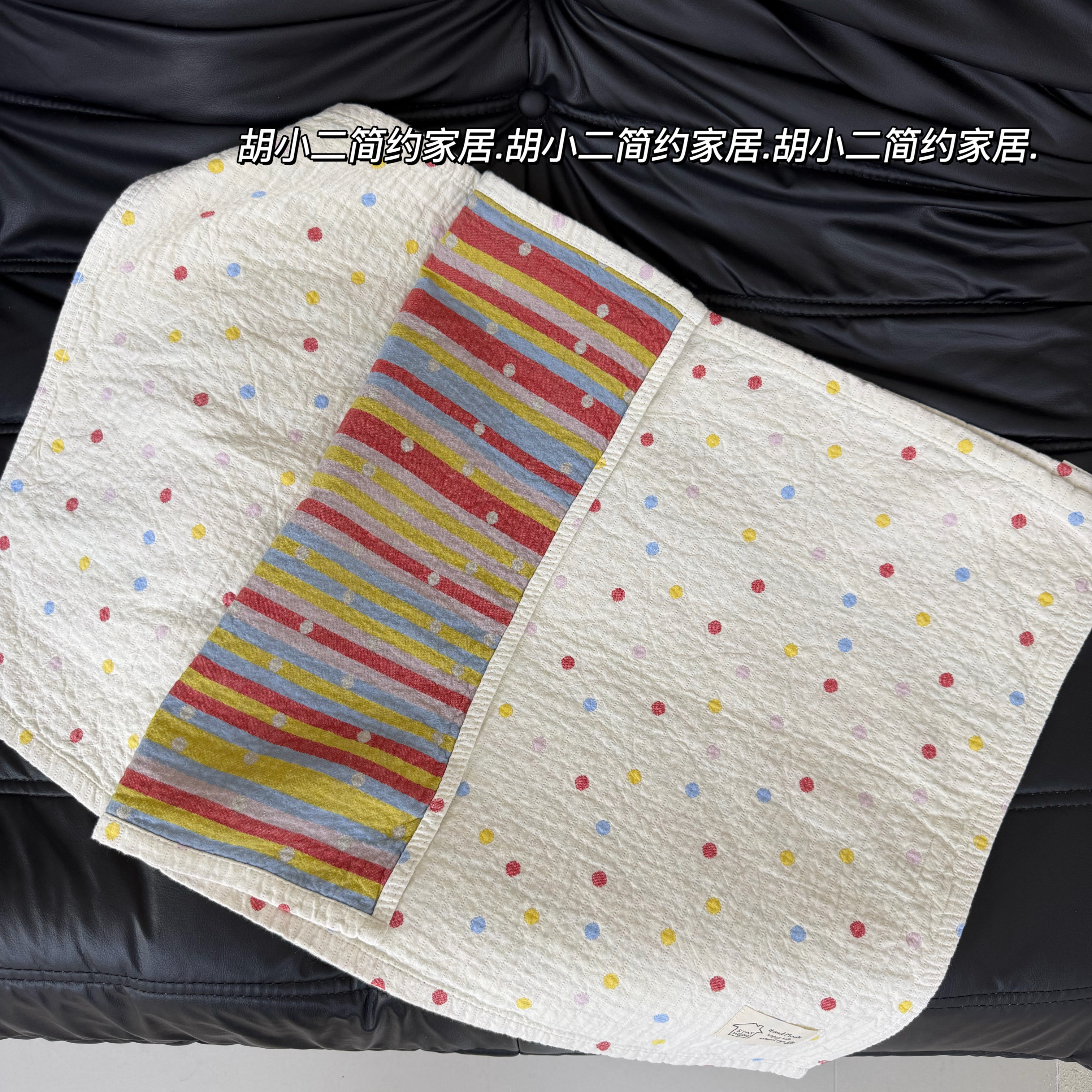 彩色小波点全棉四层纱布枕巾