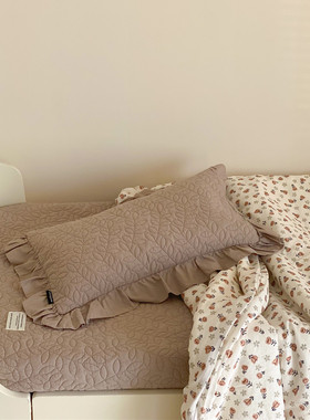 韩系ins纯棉绗缝夹棉床单 宝宝婴儿床盖被套儿童幼儿园三件套床品