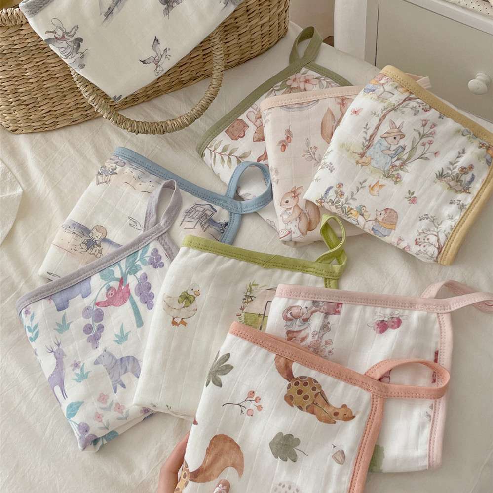 卡通可爱竹棉六层纱布洗脸小方巾