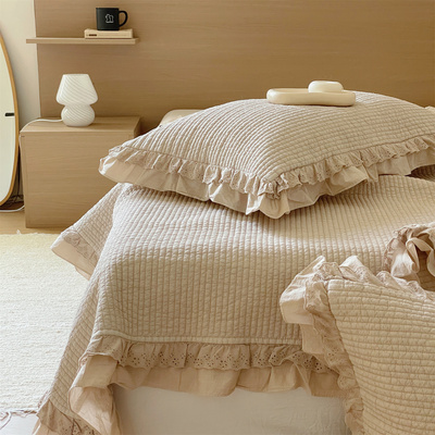 植物染韩系全棉砂洗床盖三件套