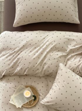 多肉车厘子全棉针织棉印花四件套 小樱桃柔软亲肤天竺棉床单被套