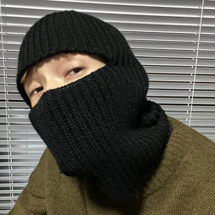 坚定Jodhat巴拉克拉法帽复古黑色蒙面毛线帽子冬季保暖套头帽冷帽