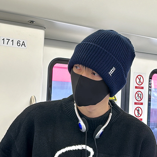 冬季简约针织帽时尚百搭户外滑雪防风防寒帽子男保暖毛线帽冷帽女